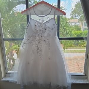 Petite Adele Elegant White Floral Kids Dress